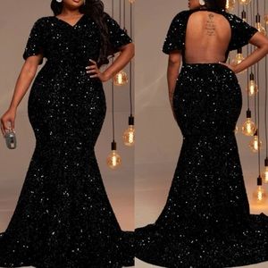 Luxurious plus size party holidays formal sequins dress